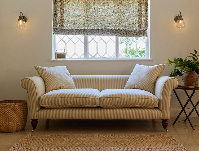 Otley 3 Seater Sofa in Ian Mankin Rustic Ticking Stripe Ivory